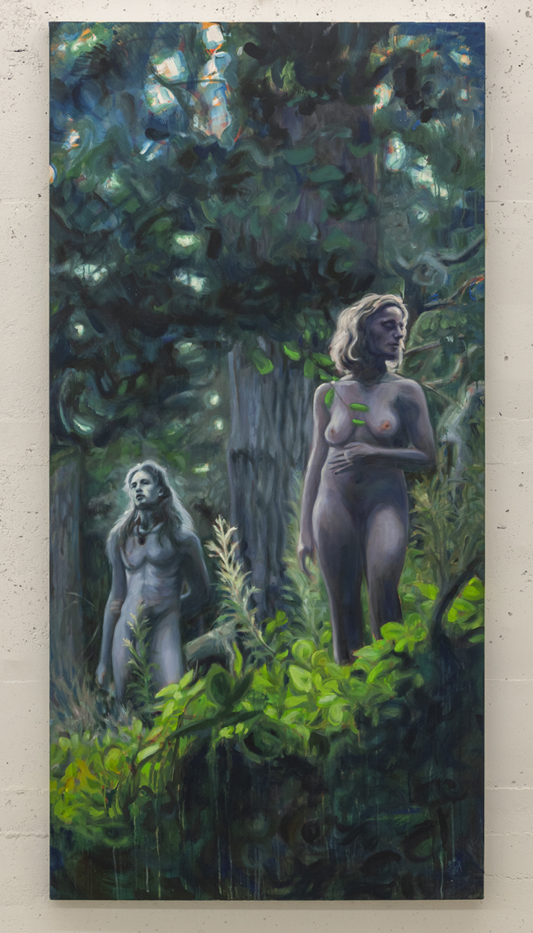 J und F im Wald